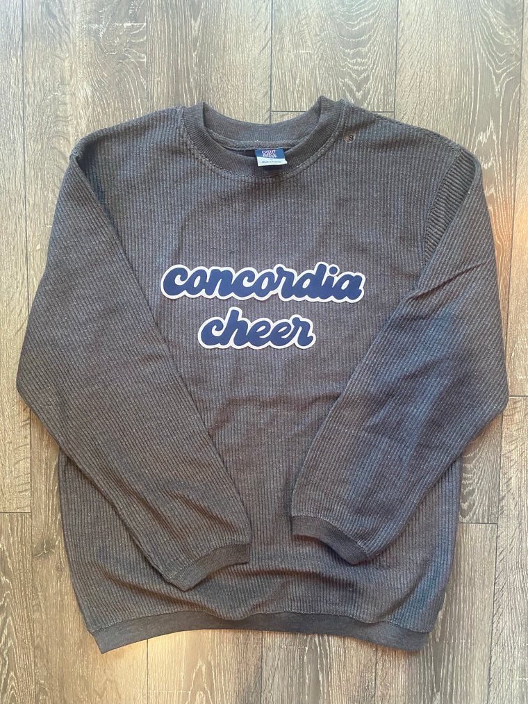 CONCORDIA CHEER - GREY RIBBED CREW