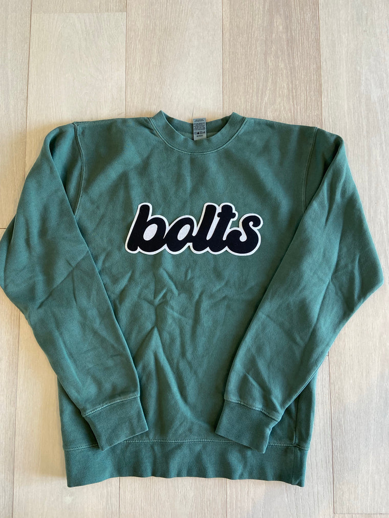 RETRO BOLTS - HUNTER GREEN FLEECE CREW