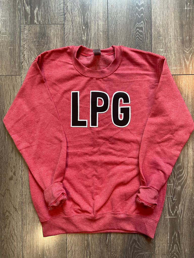 BLACK/ LPG - HEATHER RED GILDAN CREW