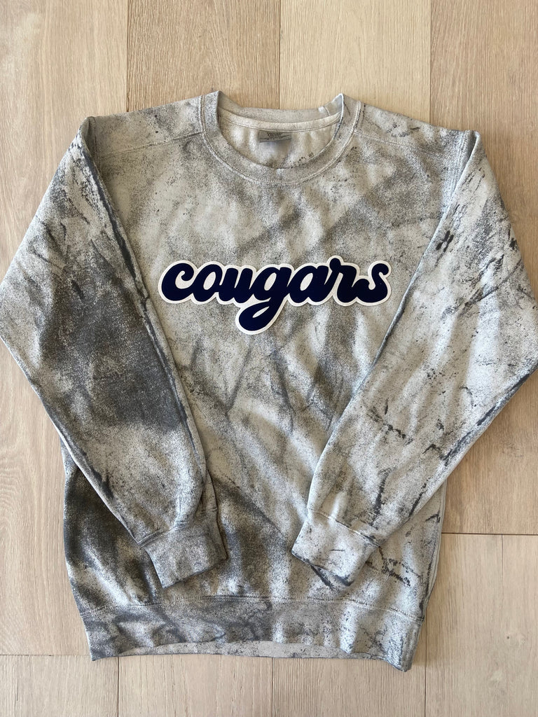 RETRO COUGARS - GREY DYED COMFORT COLORS CREW
