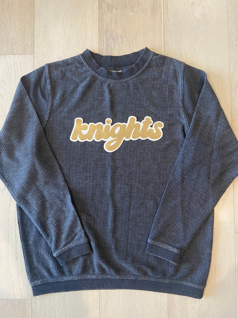 RETRO KNIGHTS - GREY RIBBED CREW