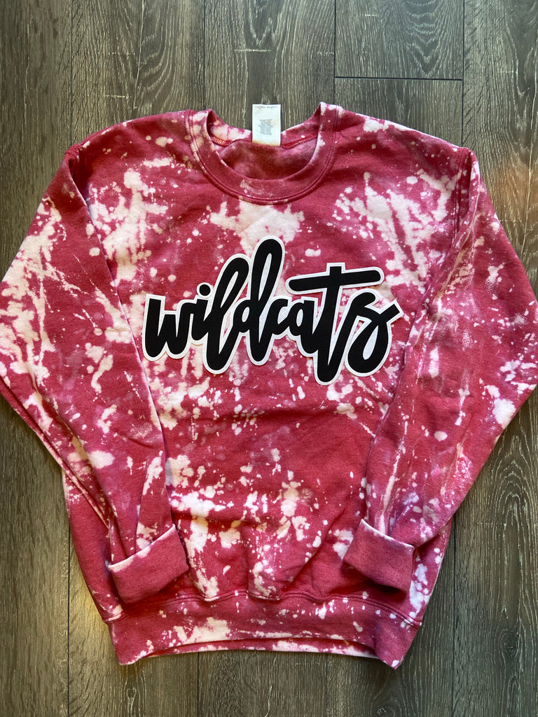 CURSIVE WILDCATS - RED DYED CREW