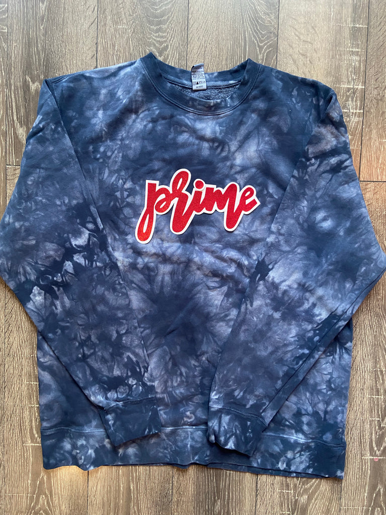 CURSIVE PRIME - BLUE DYED CREW