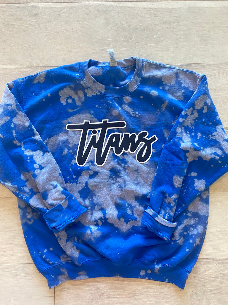 BLACK/ WHITE TITANS - BLUE DYED CREW